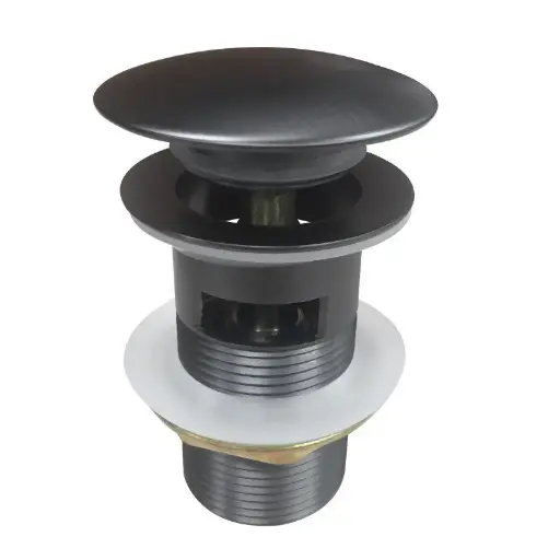 [GM004.PUW] 32/40mm Solid Brass Basin Mushroom Pop Up Waste – Gunmetal – Overflow